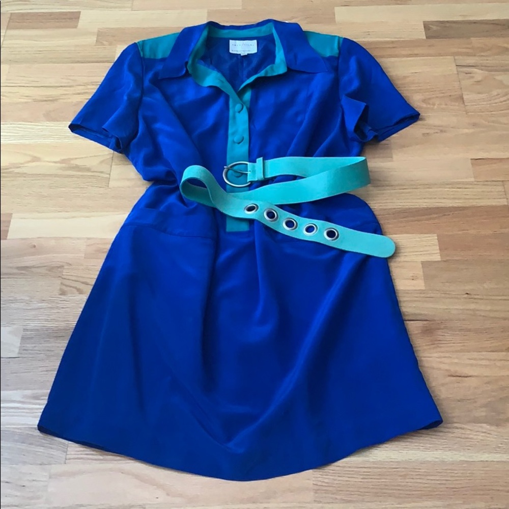 📍FINAL SALE📍Silk colorblock 💙💚Vintage - Picture 9 of 16